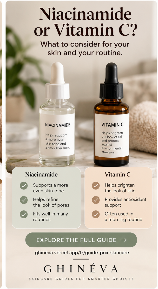 Illustrated niacinamide versus vitamin C skincare guide